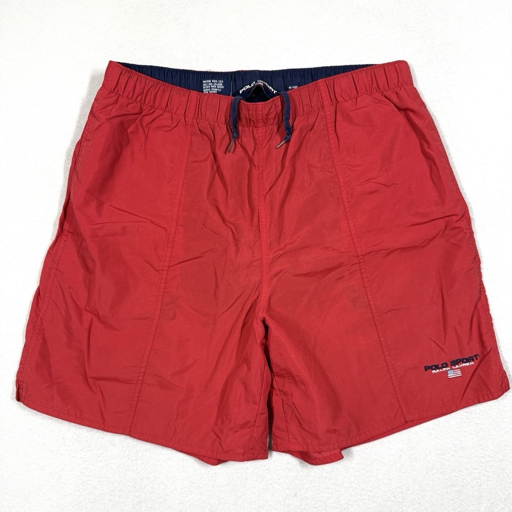 Polo Ralph Lauren Sport Swim Trunks Mens Large USA Flag‎ Logo Y2K Board Shorts